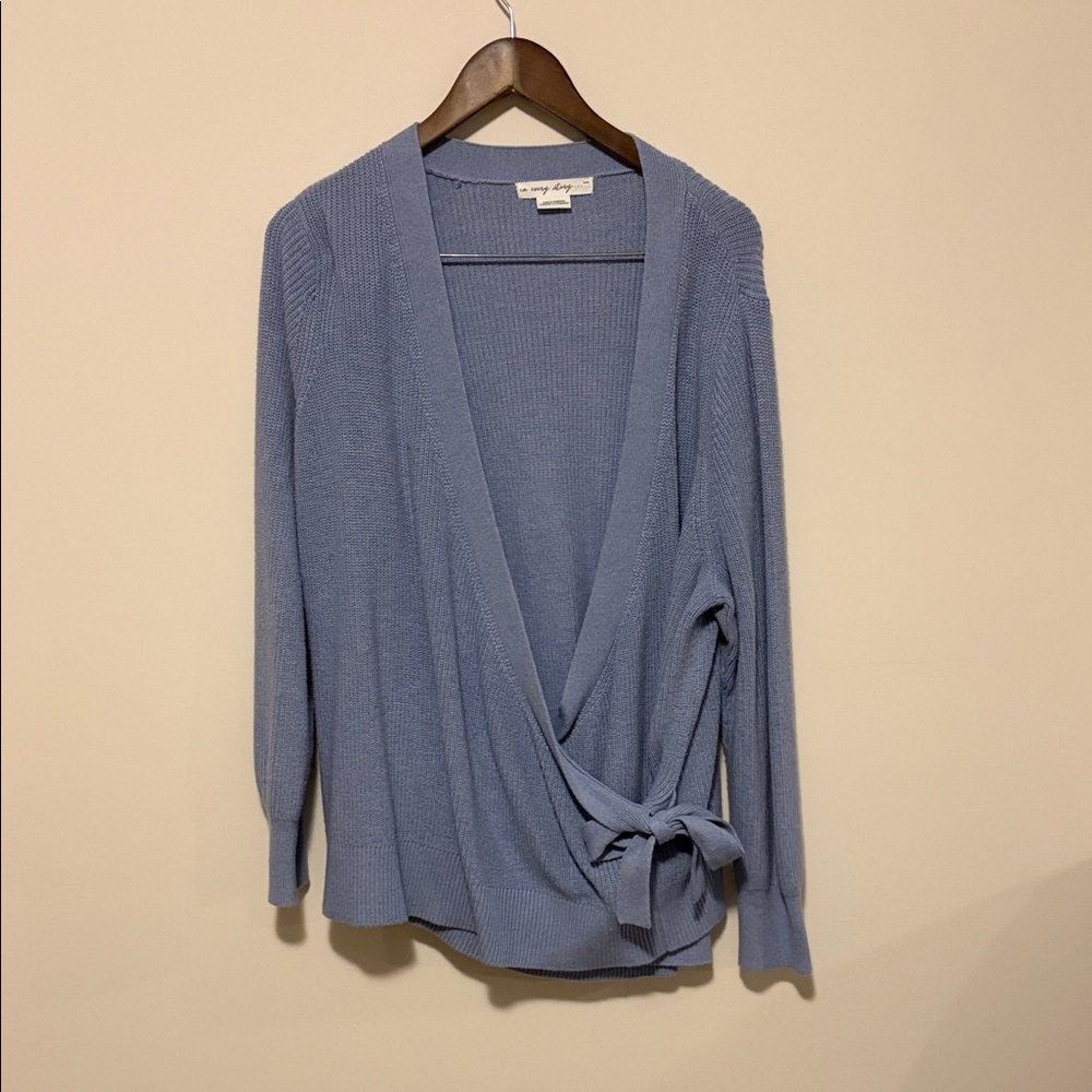 Penningtons Dusty Blue Wrap Cardigan with Side Tie